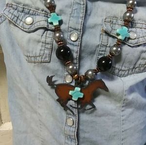 Horse necklace and earrings